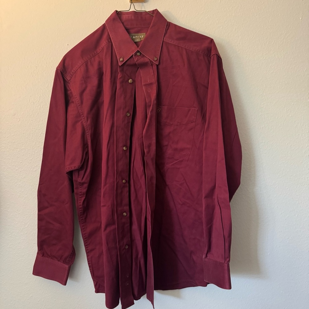 Ariat Men’s Burgundy Western Shirt XL Long Sleeve Button Down $25